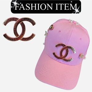 HAT: Pink Baseball Hat w/Golden Detailing, NWOT